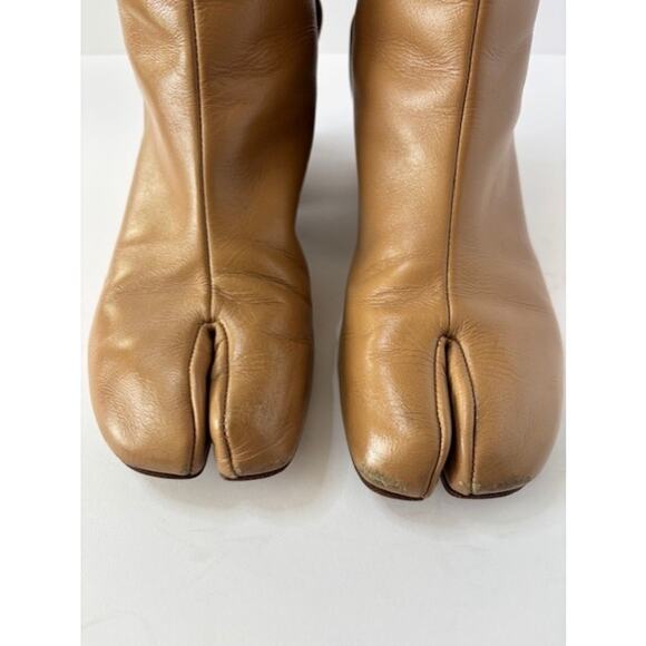 Maison Margiela Tabi Tan Leather Ankle Boots 35.5 Round Heel Designer Italy - Picture 2 of 9